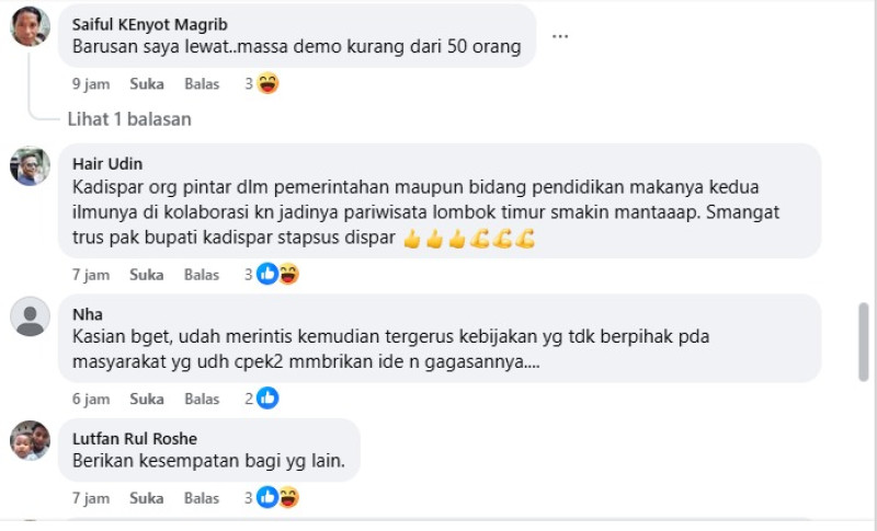 Komentar Warganet Mengenai Kisruh Pengelolaan Kawasan Wisata Sunrise Land (SSL) Pantai Labuhan Haji di Medsos pada Selasa (20/1/2026)